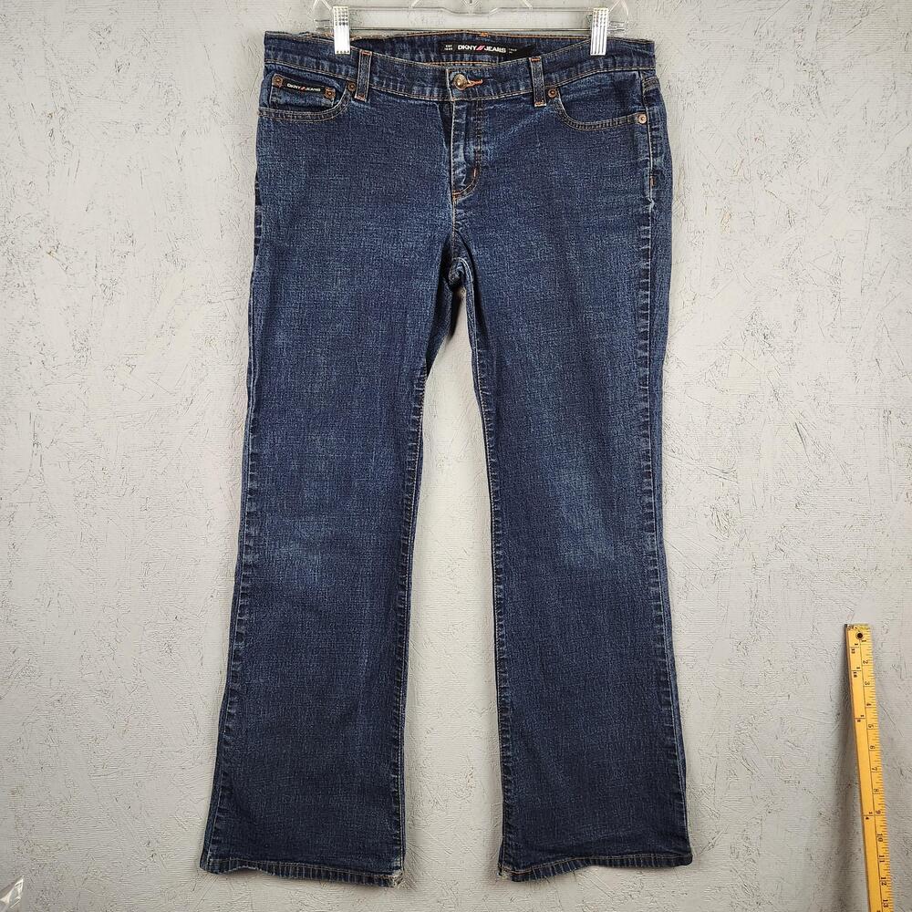 Vintage DKNY Jeans Times Square Flare Jeans Womens 13 Blue Stretch Low Rise Y2K
